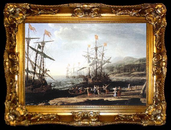 framed  Claude Lorrain Marine with the Trojans Burning their Boats dfg, ta009-2